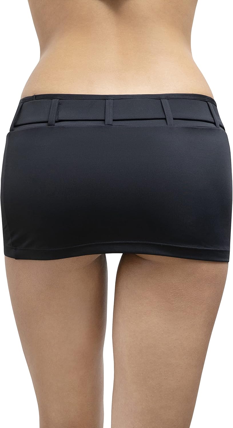 Pinup Doll Flirtatious Low Rise and Belted Mini Skirt