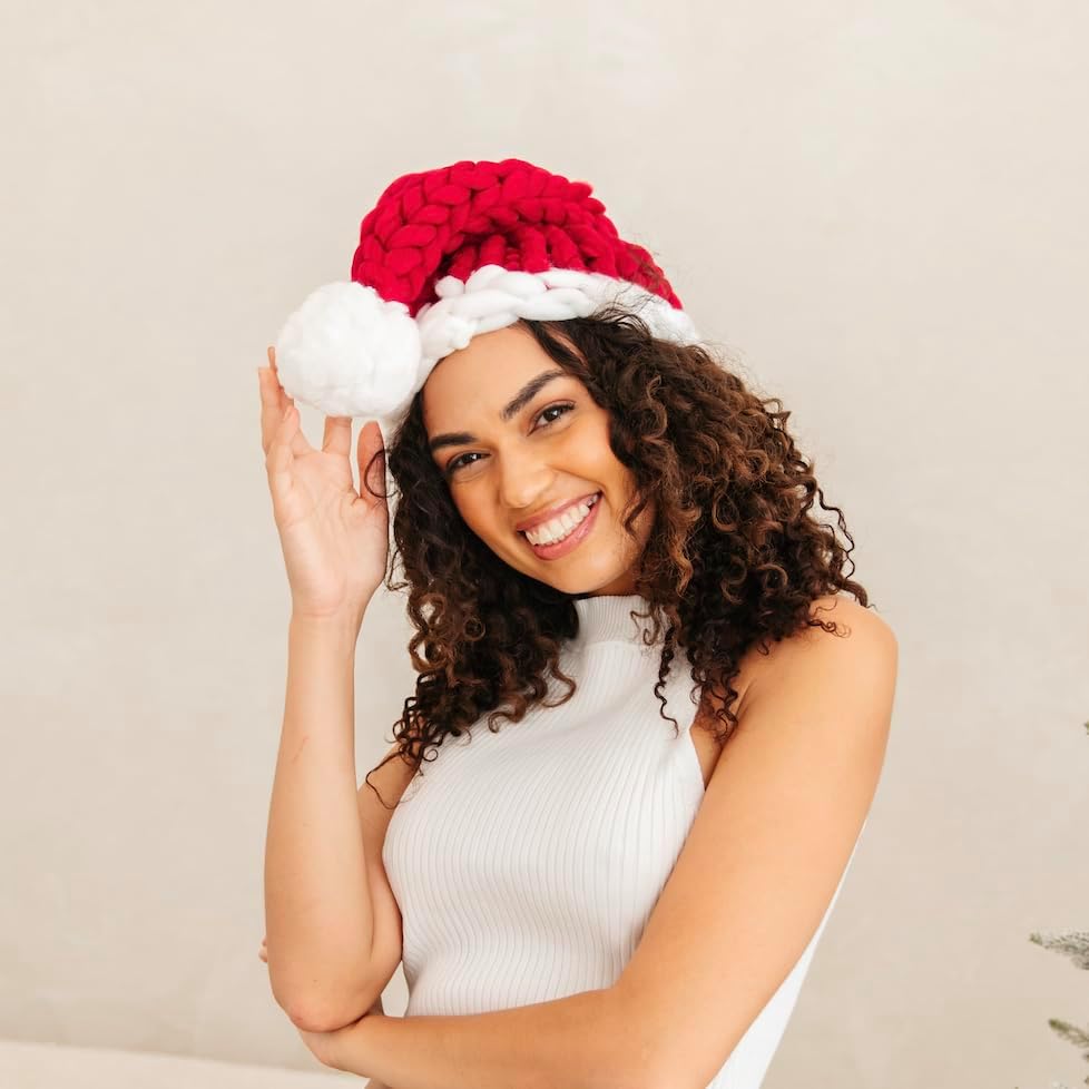 Hand Knitted Chunky Unique Santa Hat