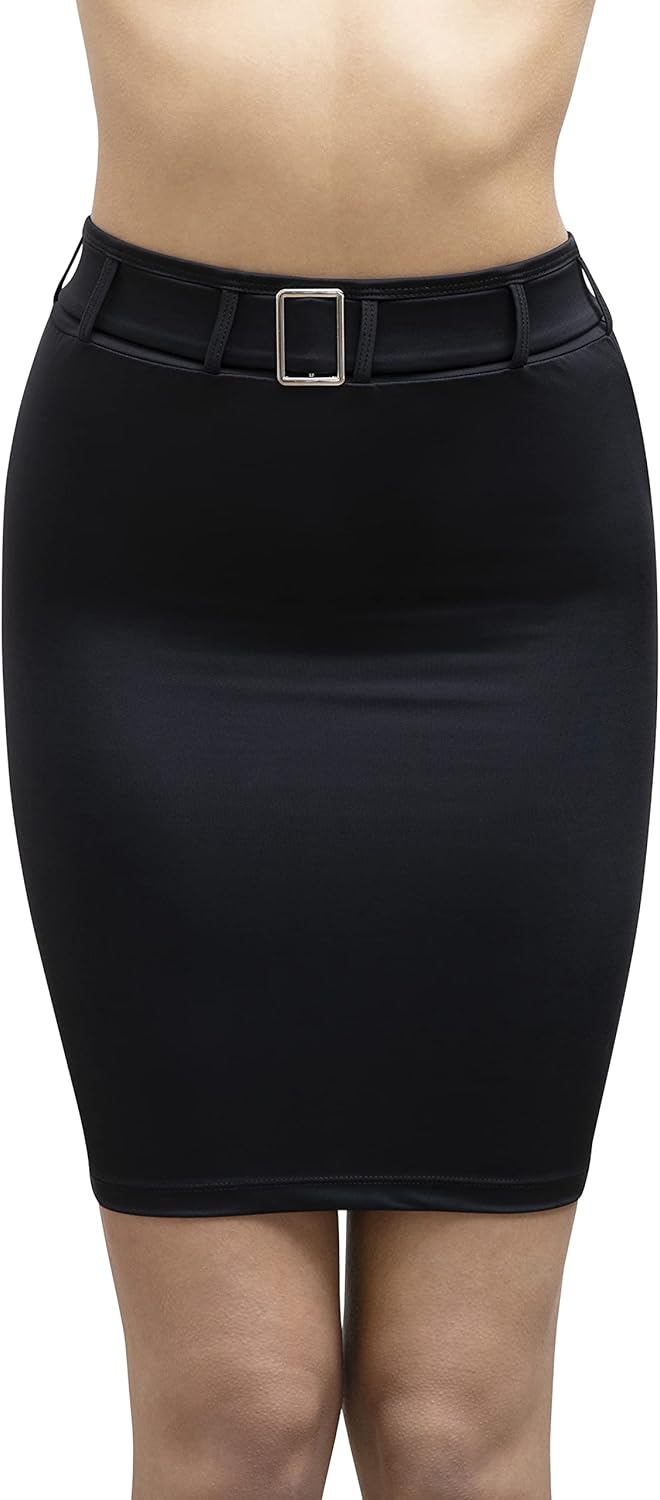 Belted, Pencil Skirt, Tight Black Skirt, Fitted