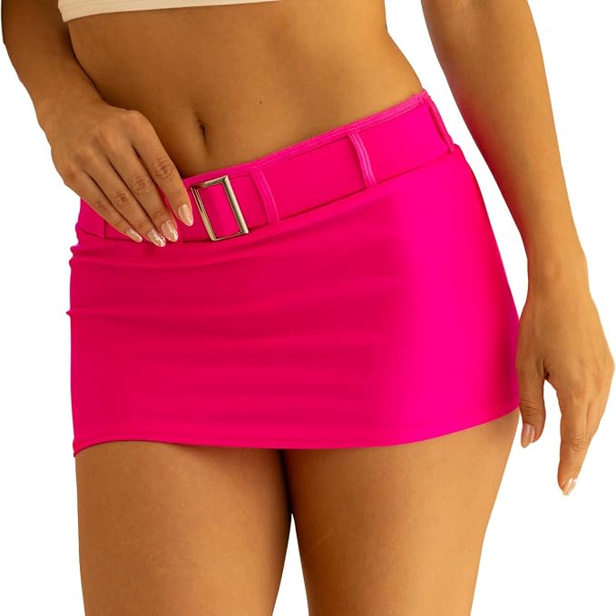 Pinup Doll Flirtatious Low Rise and Belted Mini Skirt