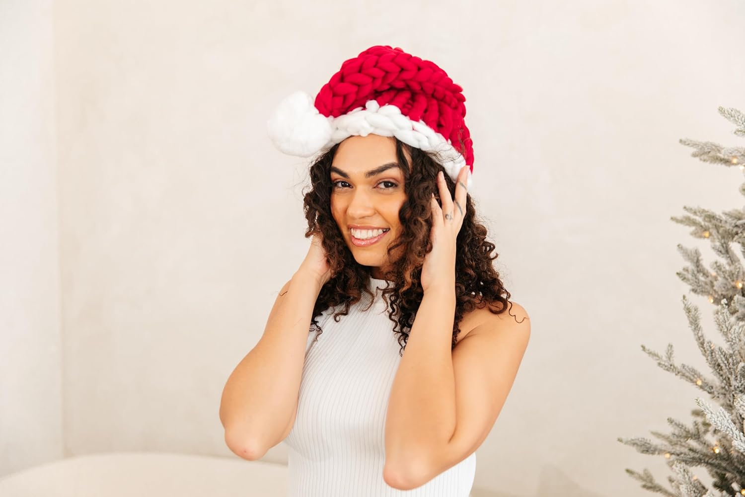 Hand Knitted Chunky Unique Santa Hat