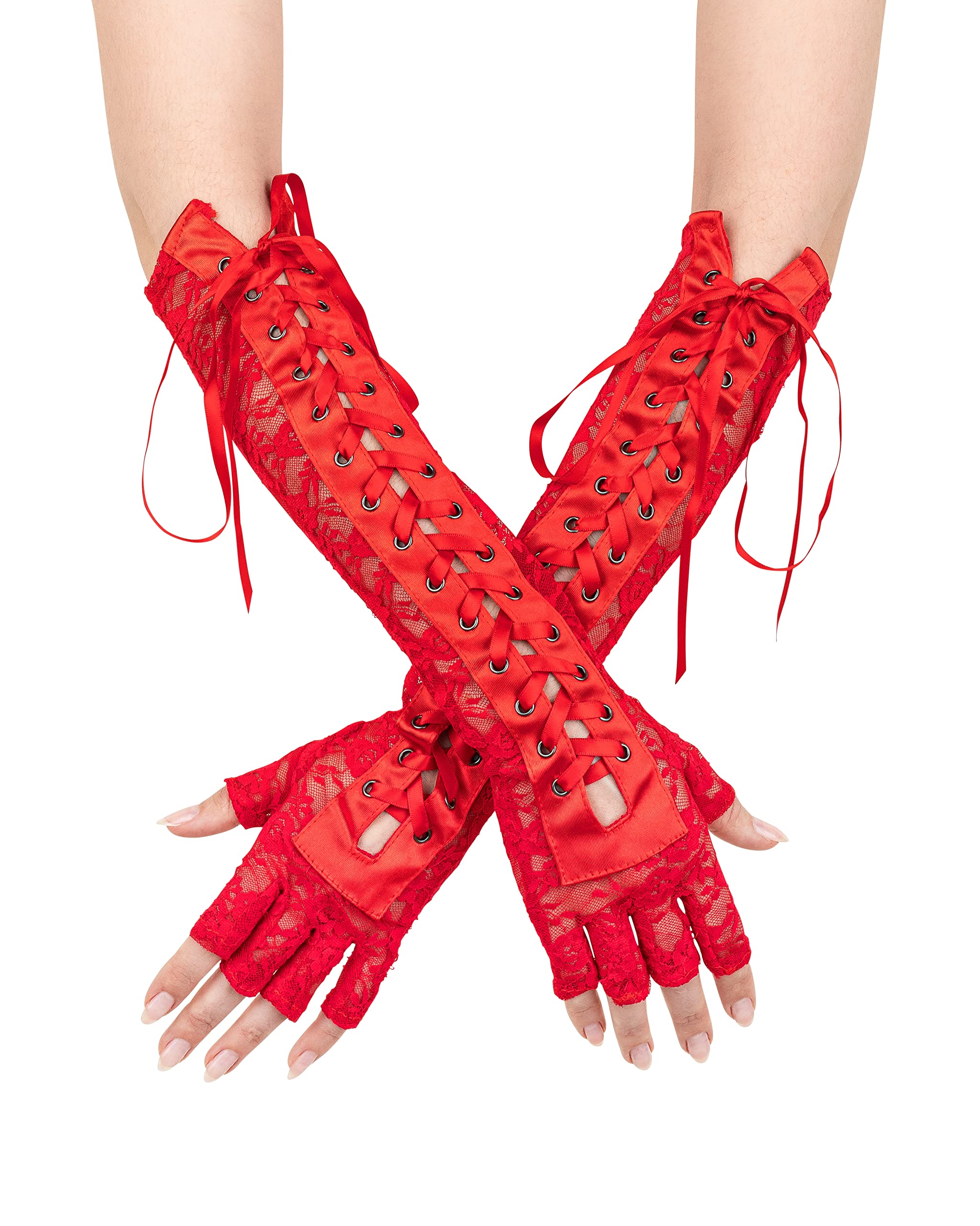 Fingerless, Lace Up Gloves