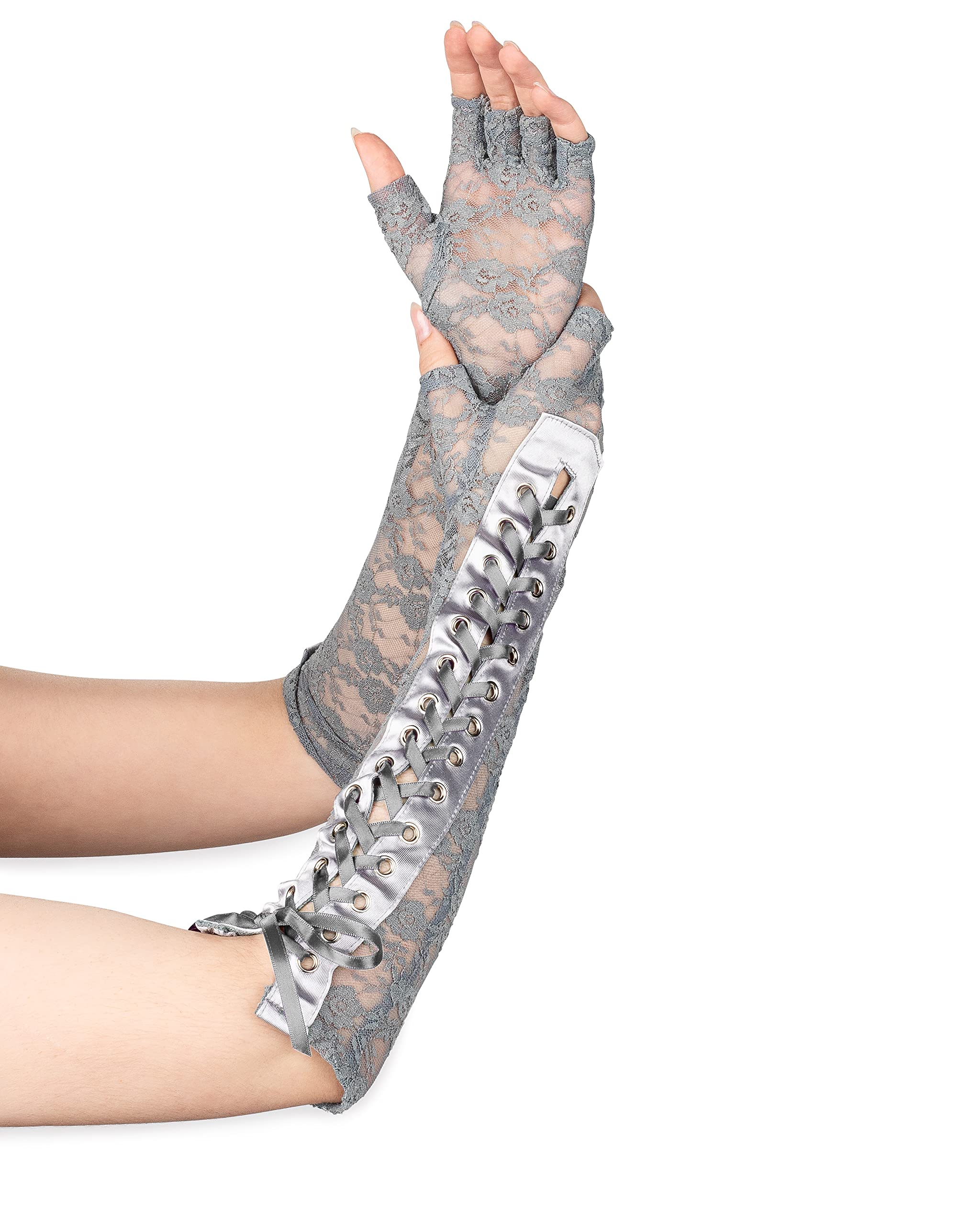 Fingerless, Lace Up Gloves