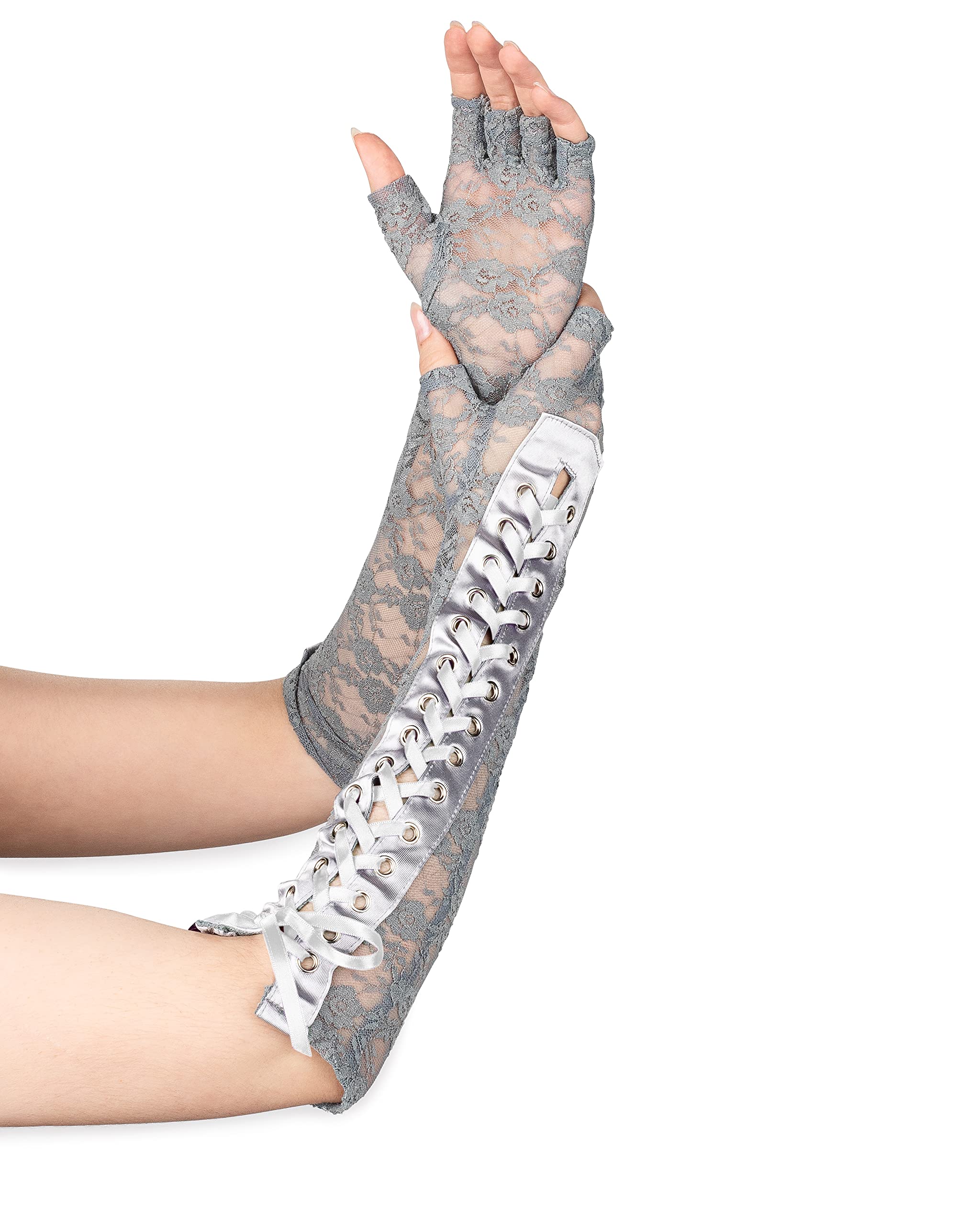 Fingerless, Lace Up Gloves