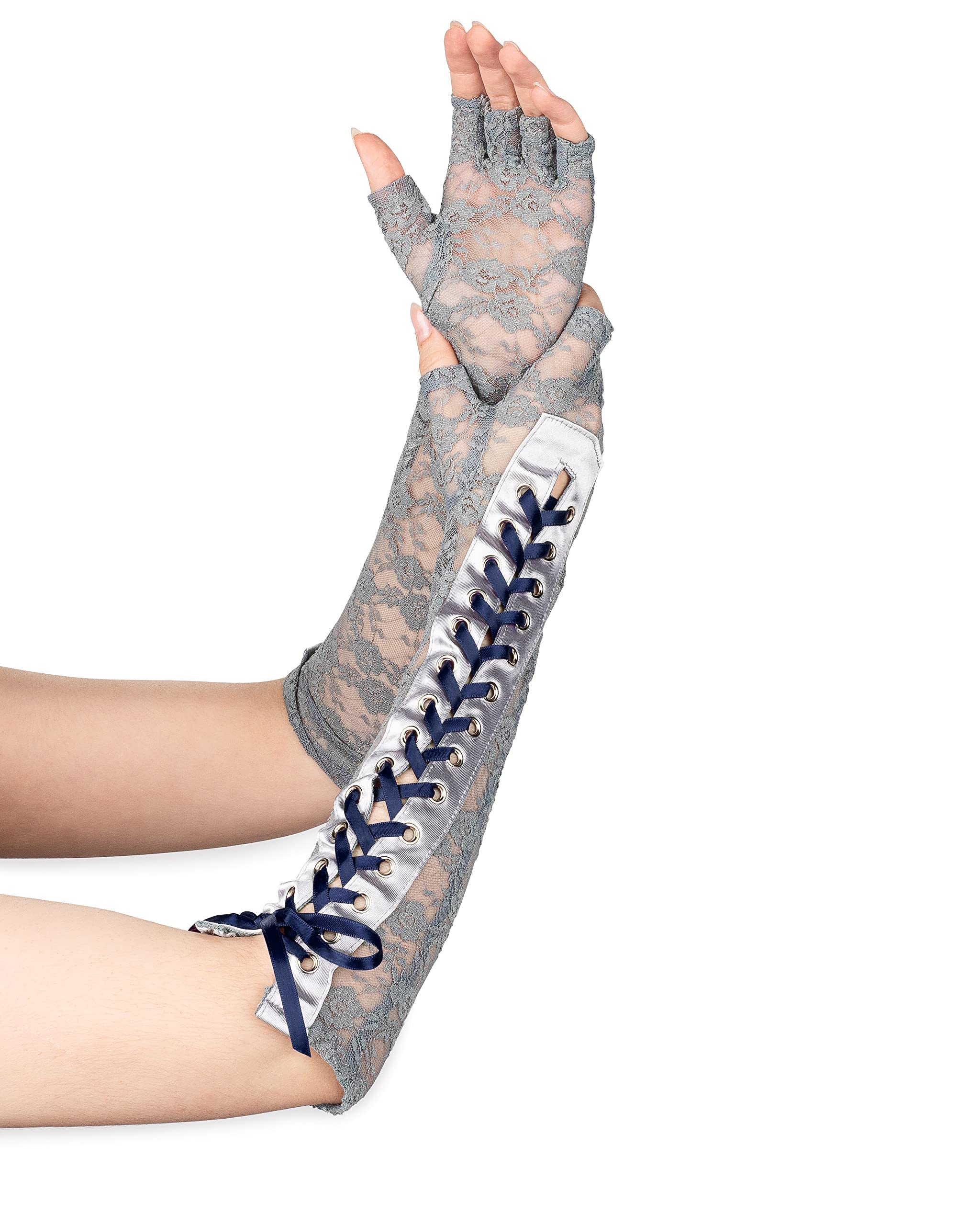 Fingerless, Lace Up Gloves