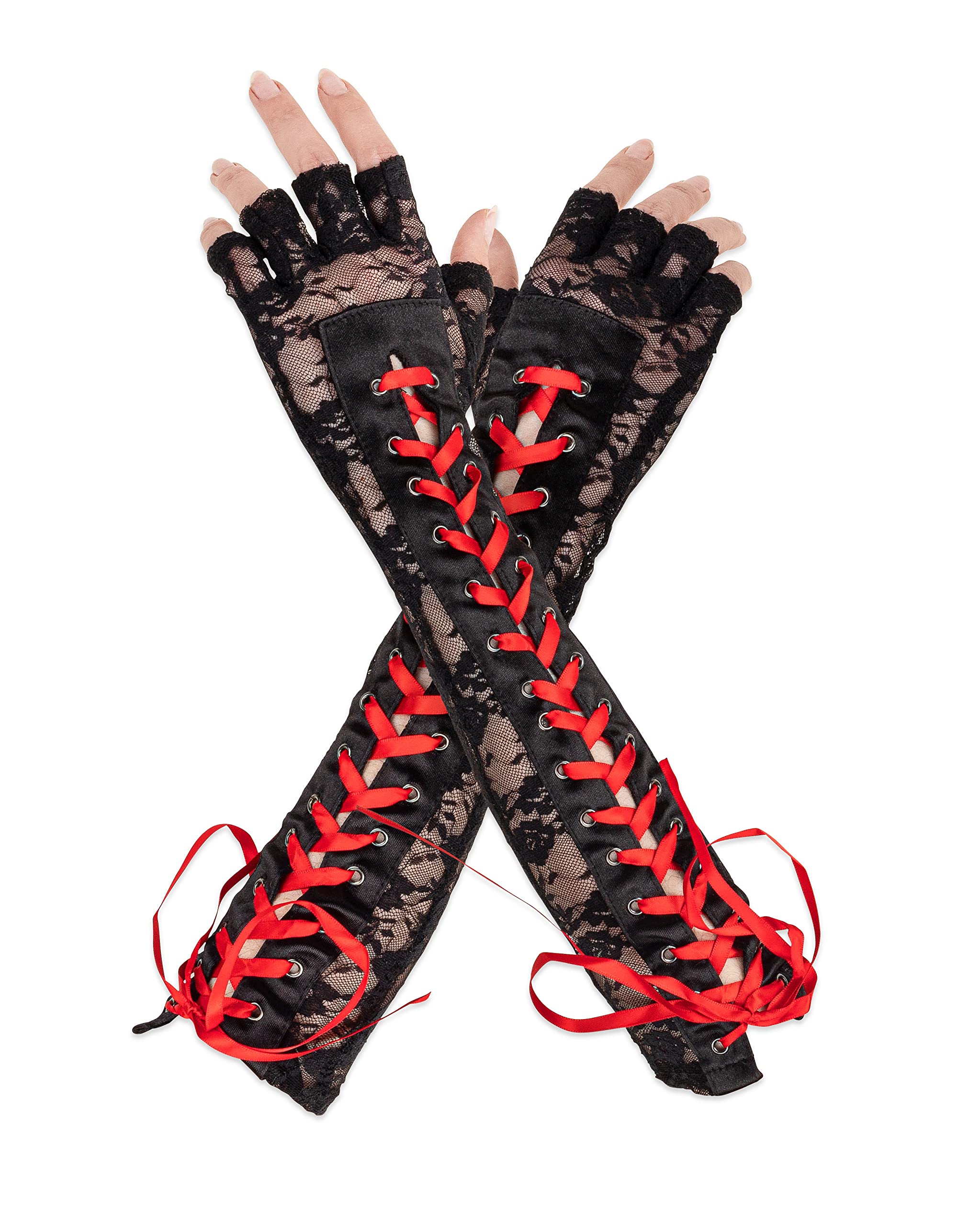 Fingerless, Lace Up Gloves