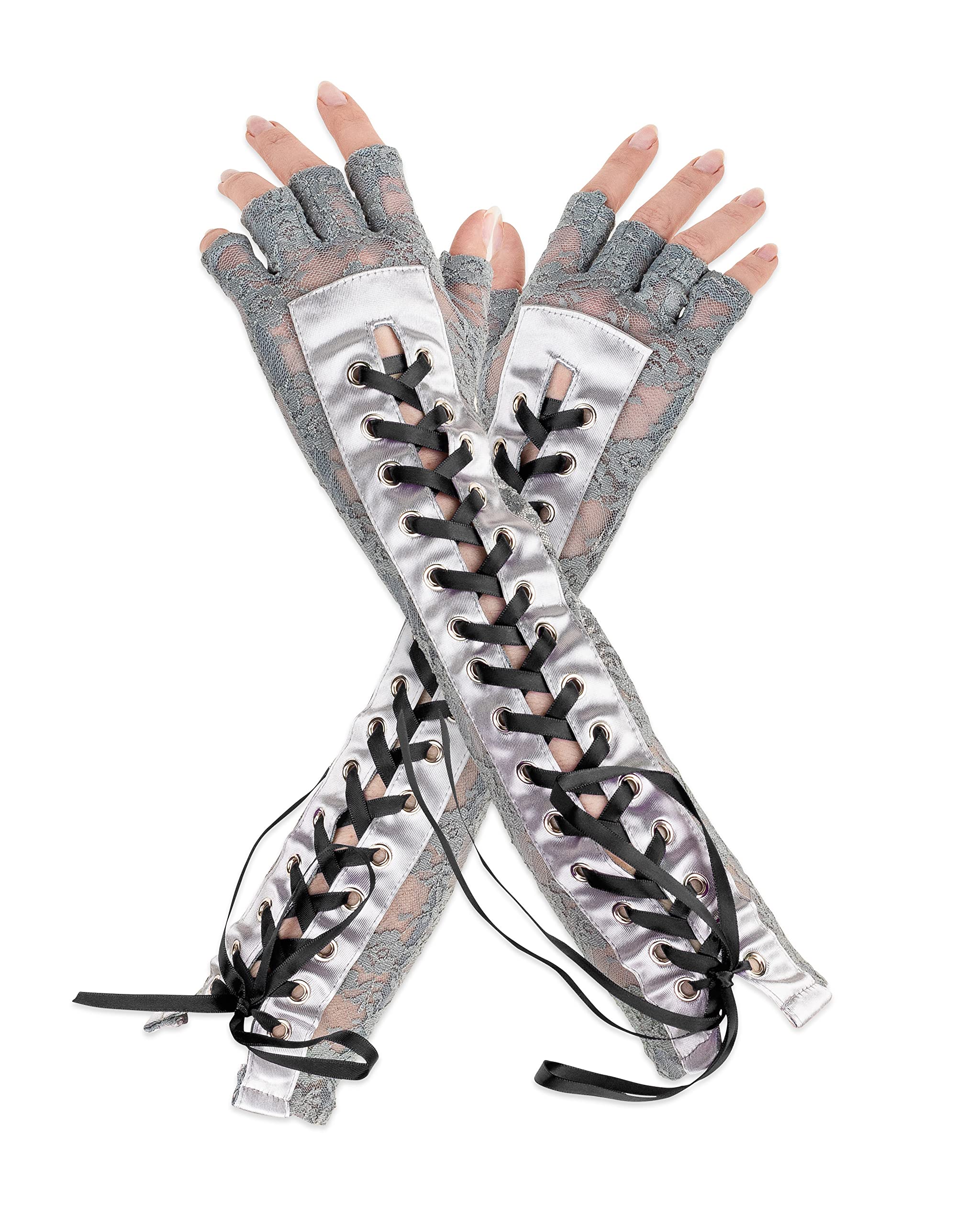 Fingerless, Lace Up Gloves