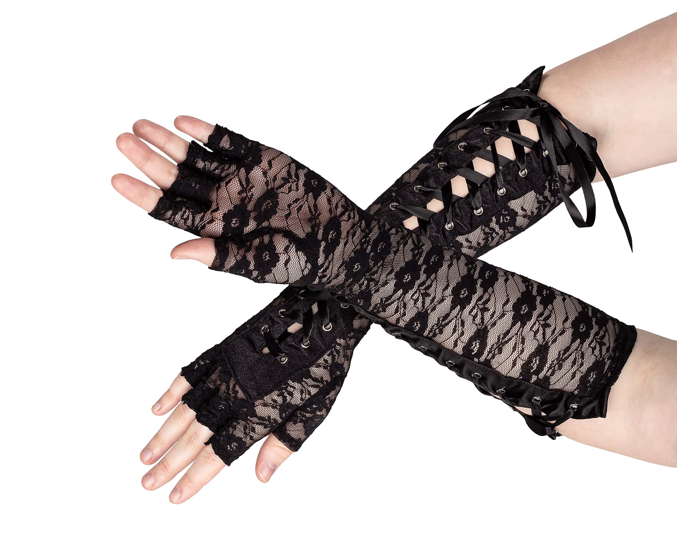 Fingerless, Lace Up Gloves