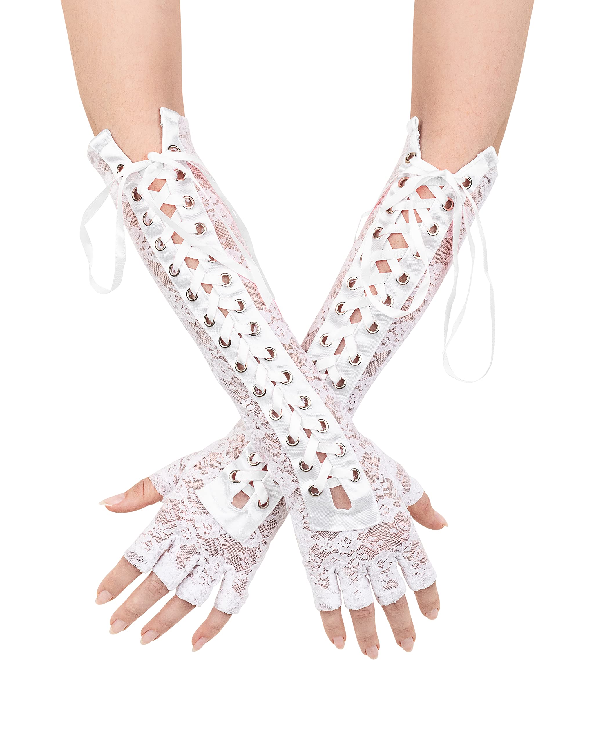 Fingerless, Lace Up Gloves