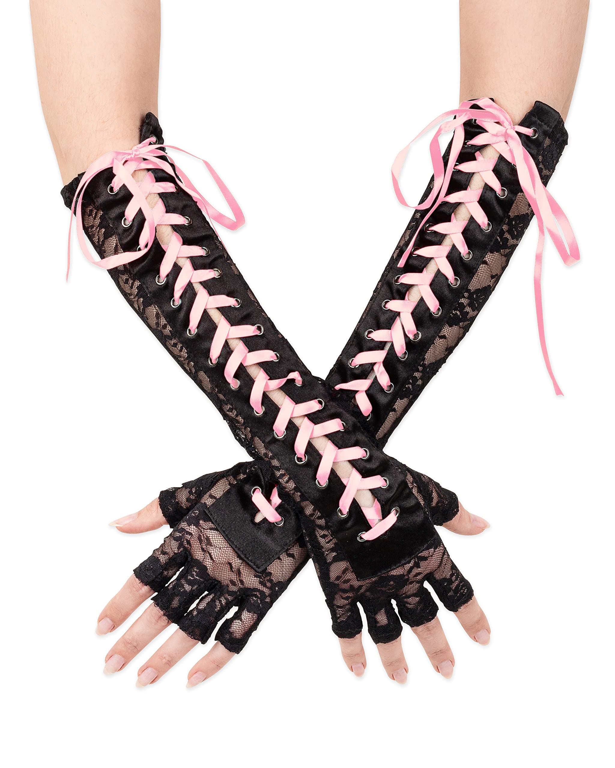 Fingerless, Lace Up Gloves