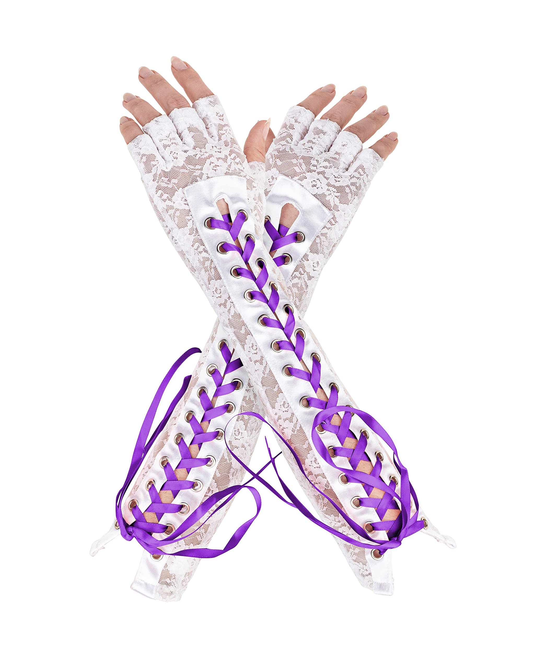 White with purple ribbon