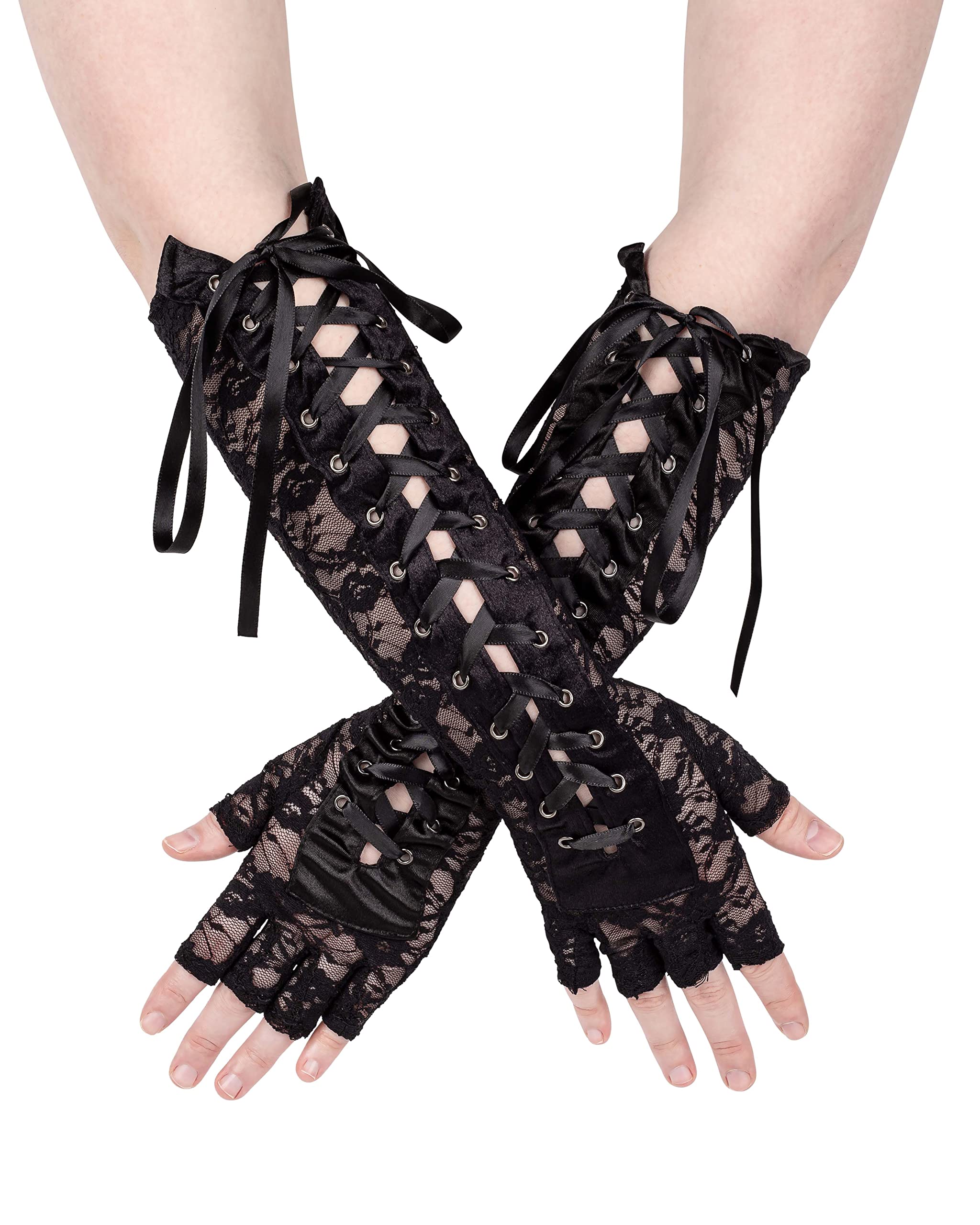 Fingerless, Lace Up Gloves