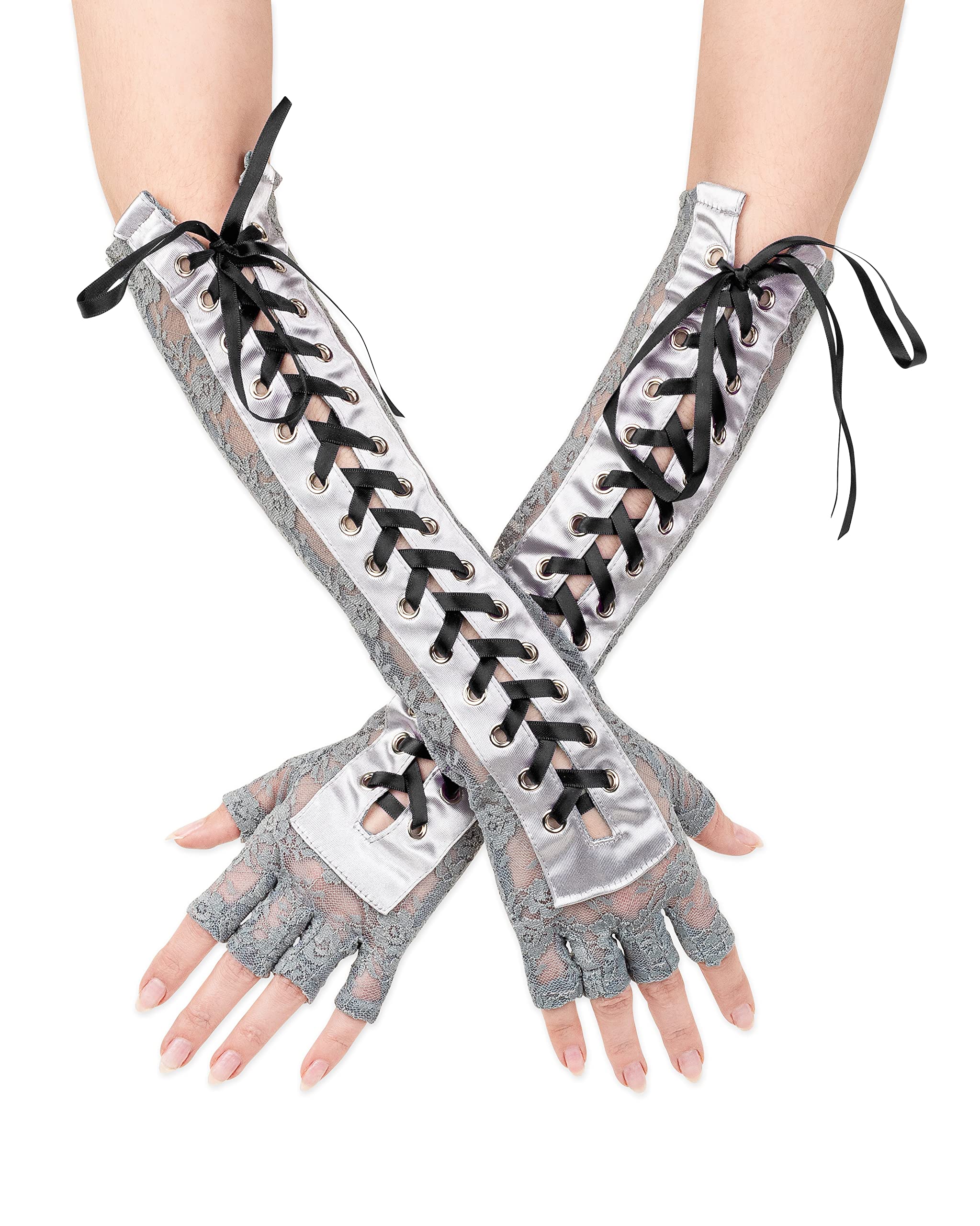 Fingerless, Lace Up Gloves