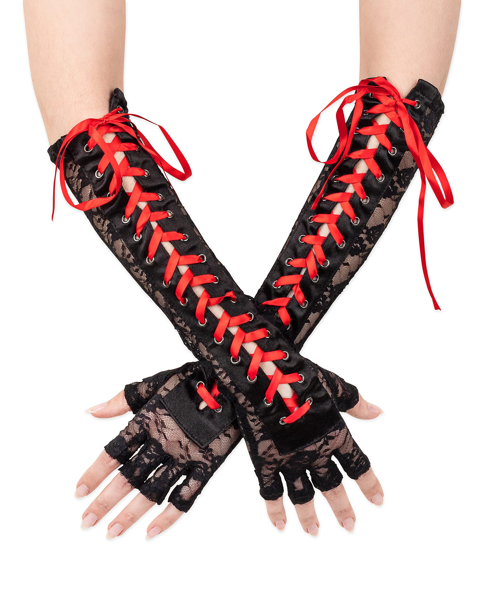 Fingerless, Lace Up Gloves