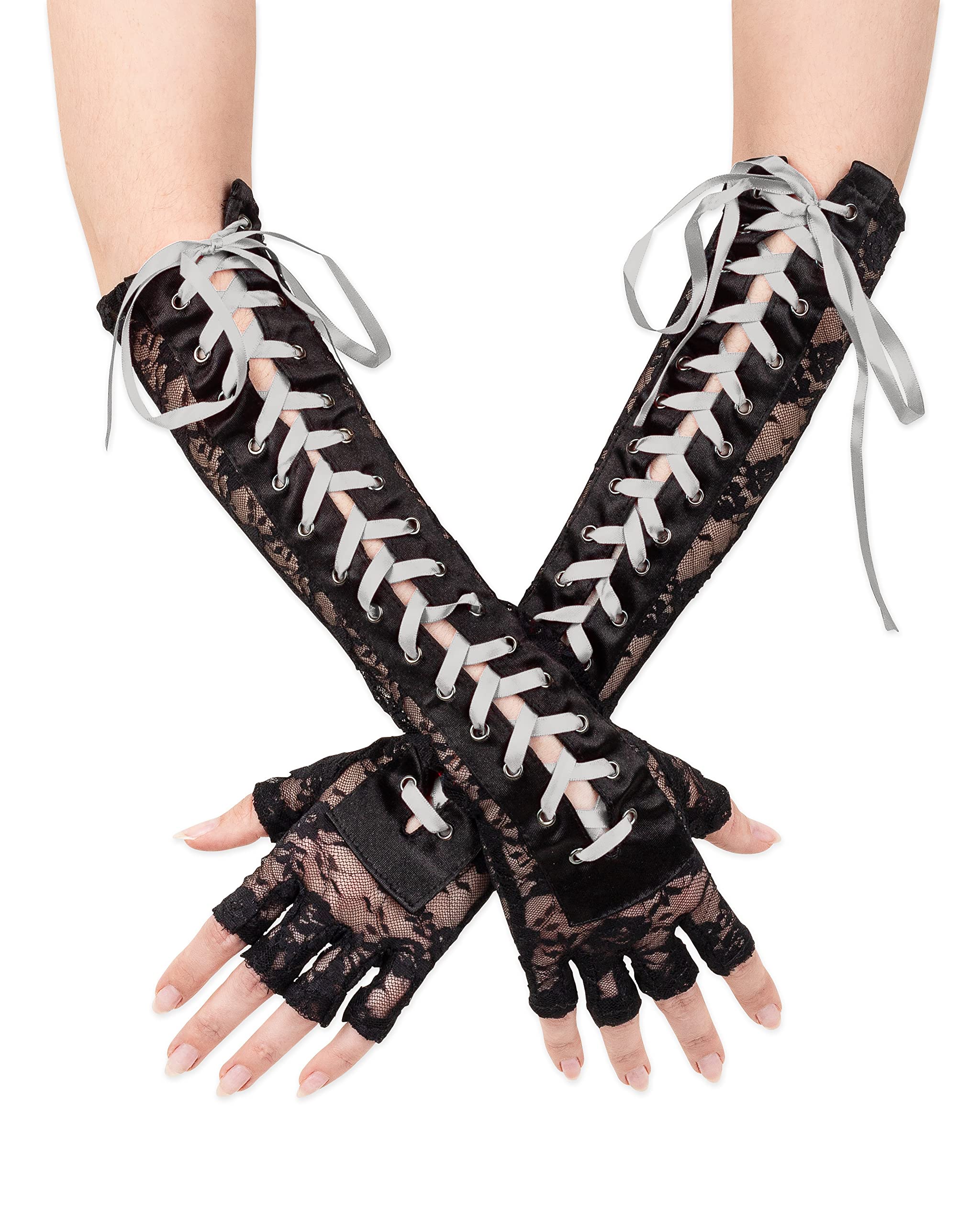 Fingerless, Lace Up Gloves