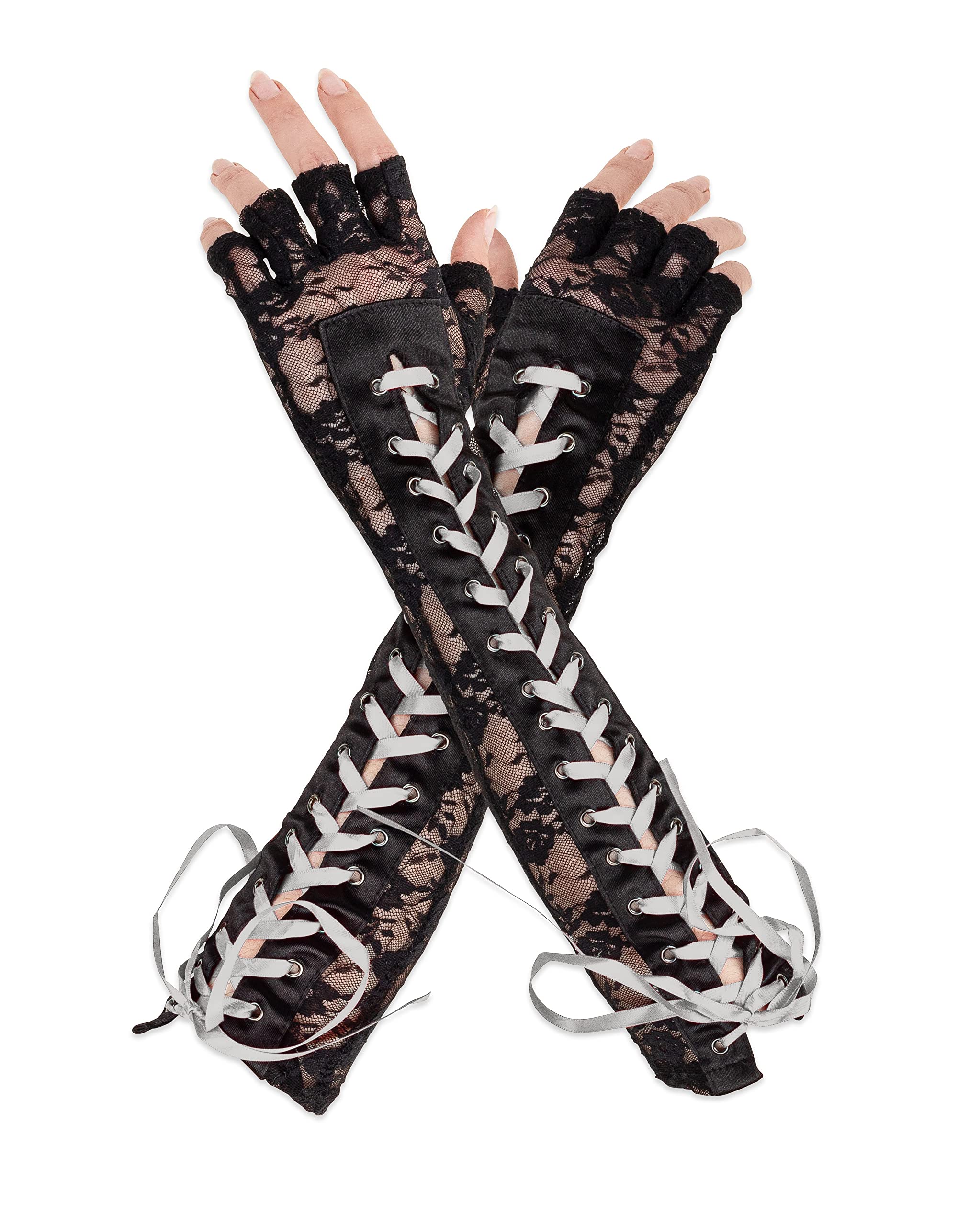 Fingerless, Lace Up Gloves