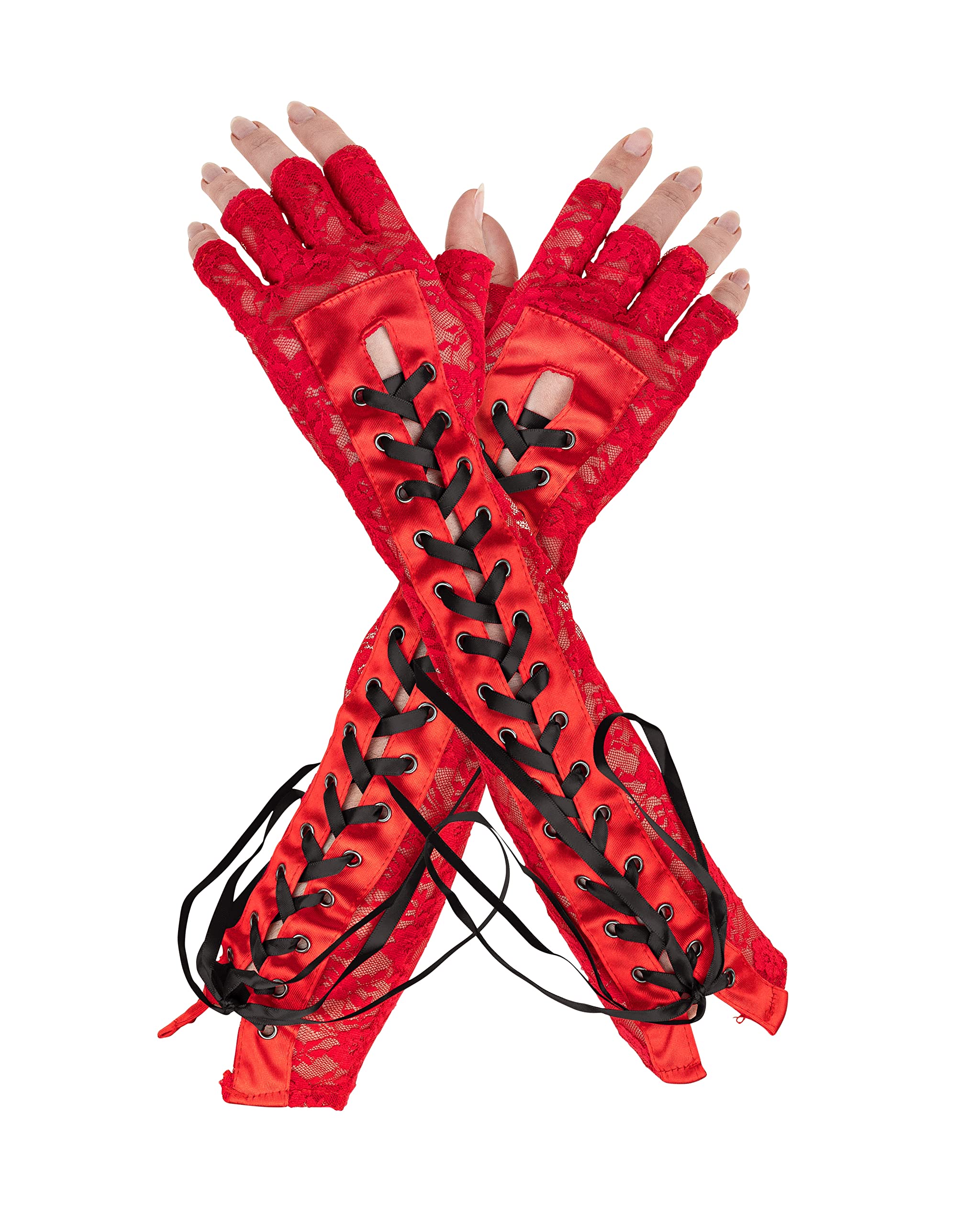 Fingerless, Lace Up Gloves