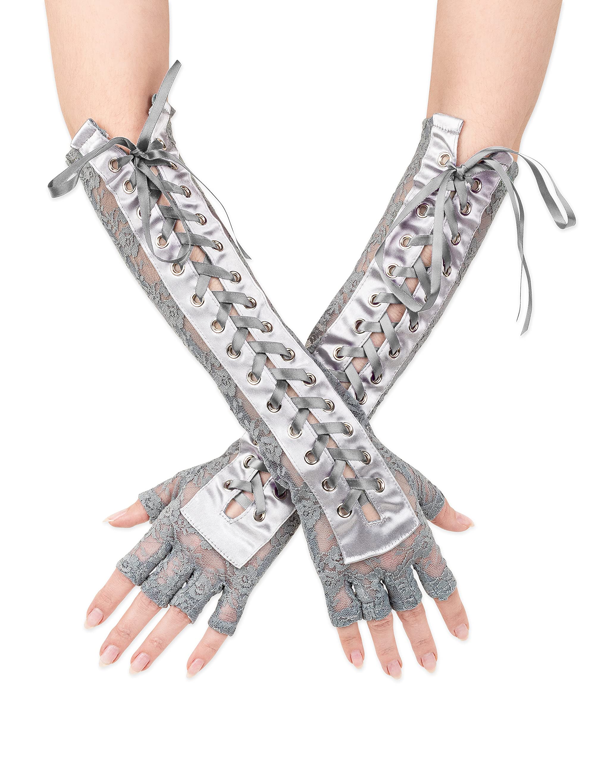 Fingerless, Lace Up Gloves