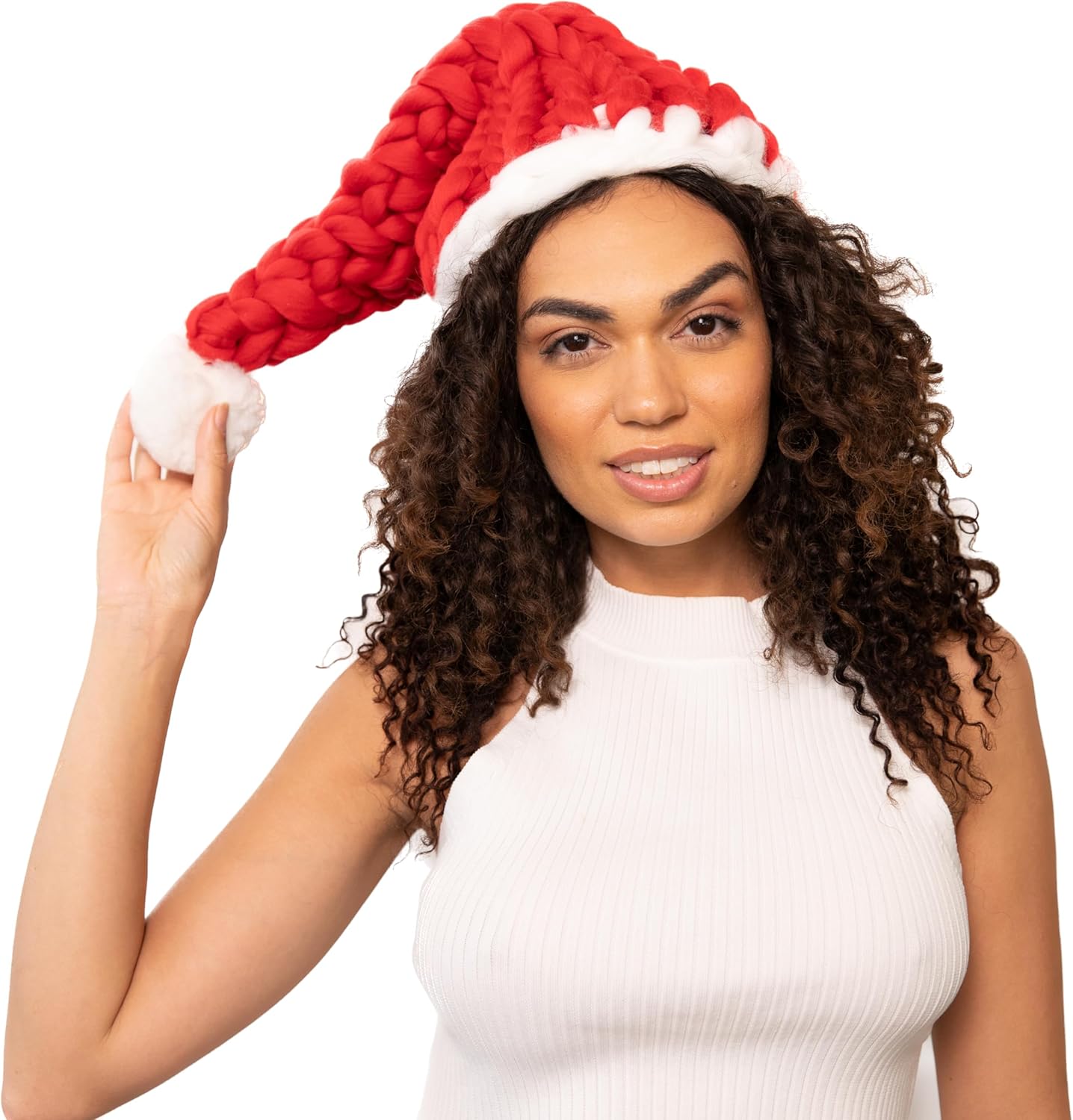 Hand Knitted Chunky Unique Womens Santa Hat, Available in Red and Wine