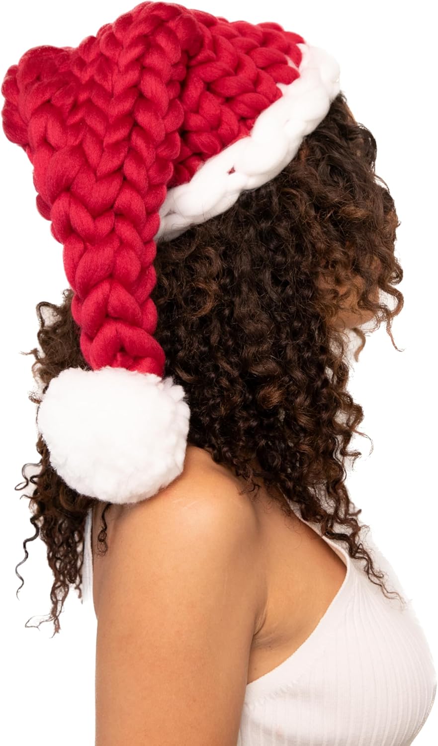 Hand Knitted Chunky Unique Womens Santa Hat, Available in Red and Wine